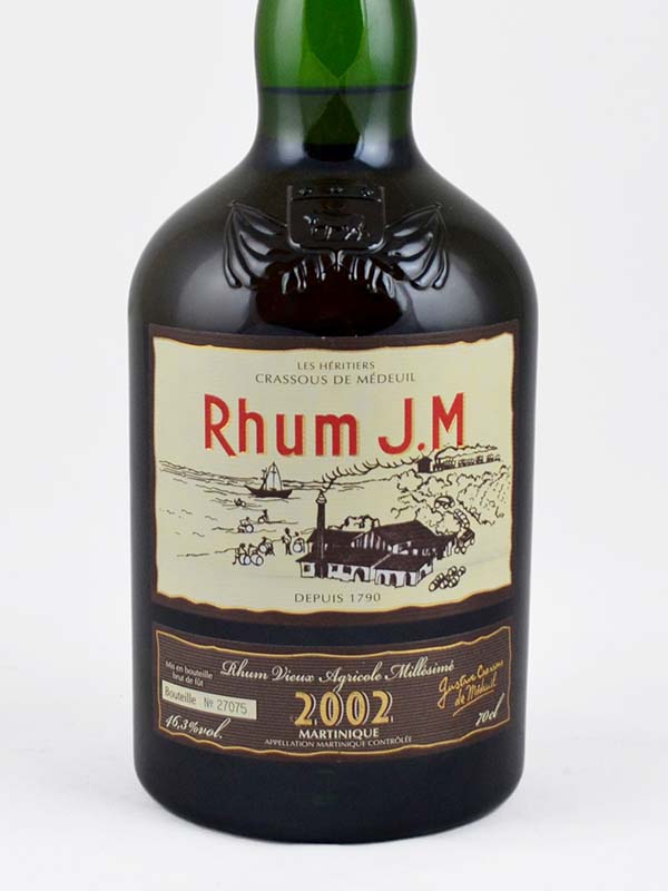 rhum vieux JM martinique 2002 46° etiquette
